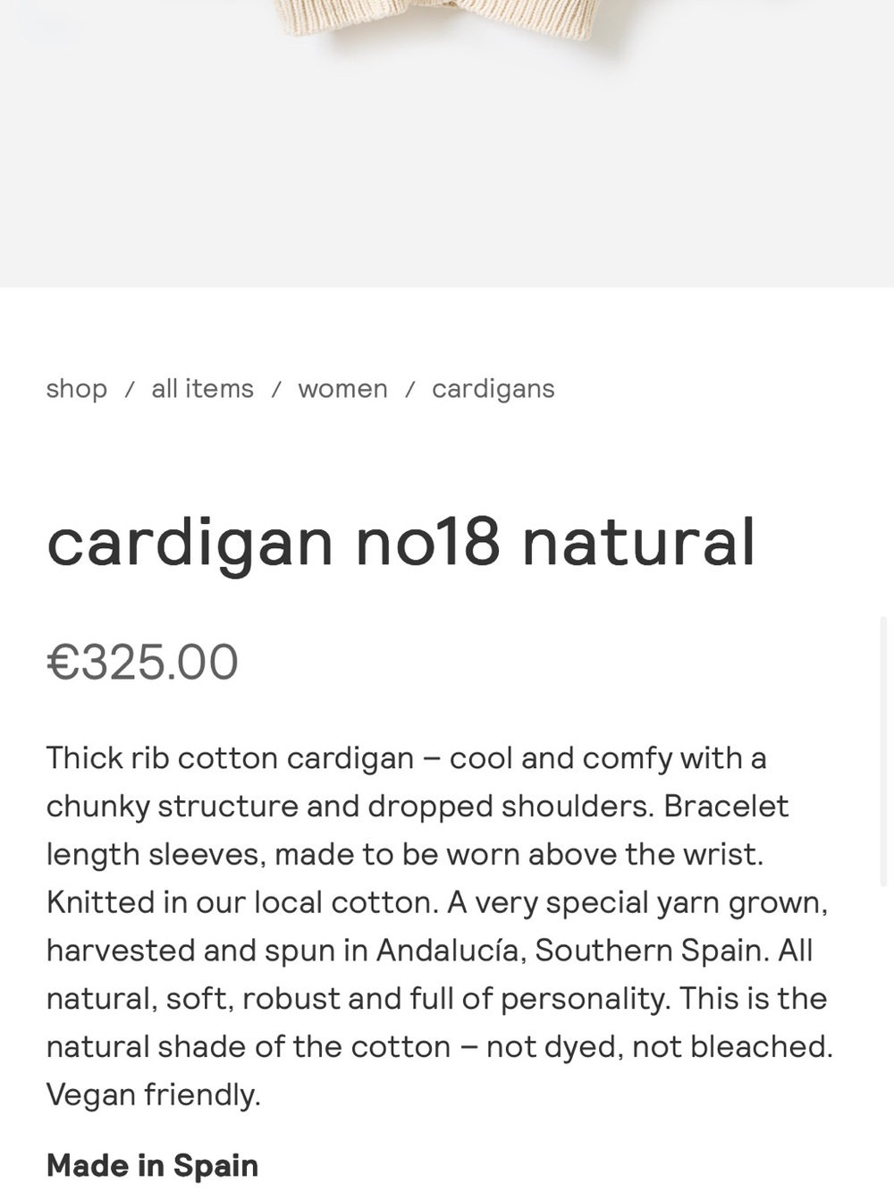 Babaa No 18 Cardigan in Natural